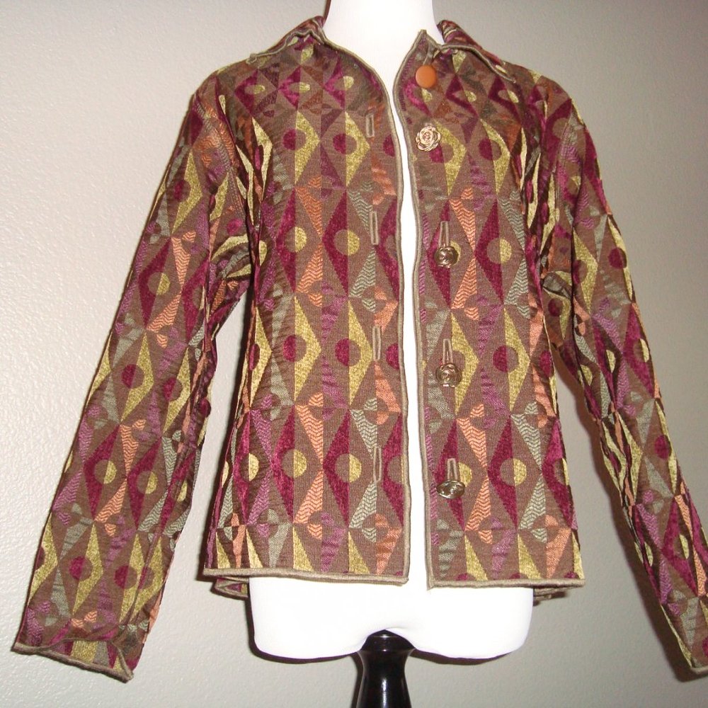 Reversible Winding River Button Front Jacket Gree… - image 3